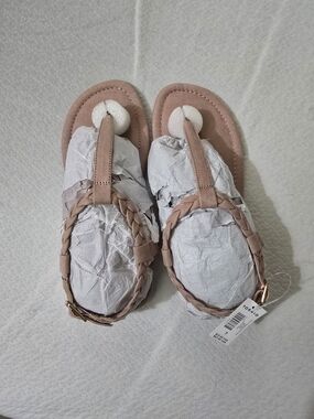 NWT Braided T-Strap Sandals in Blush Pink